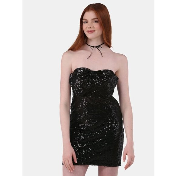 No Boundaries Juniors XXS (00) Mini Dress – Oversized Bow – Sequin Party Dress - Picture 1 of 8